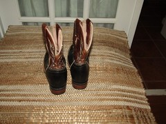 Mexico Square Toe Cowboy Western Boots Black & Brown Leather Youth sz 13 Mex 20