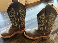 Old West Brown Leather Kids Boots
