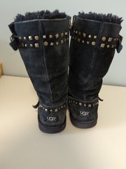 Ugg Australia Black Side Zip Suede Biker Moto Buckle Boots 1004952K Kids US 3