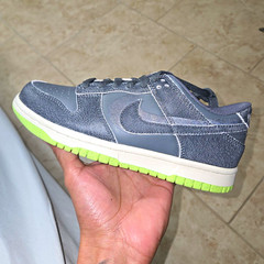 Nike Dunk Low SE (GS) Gray/Green Leather Low Top Sneaker US 5Y DQ6215 001