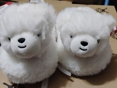Wondershop Slippers Childs M 7/8 Polar Bear White Fuzzy Soft NEW Christmas