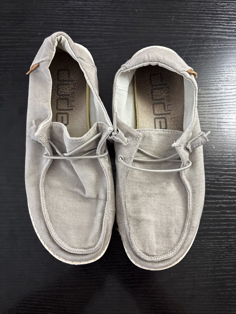 Hey Dude Wendy Chambray Light Grey Lace Up Sneaker size 7