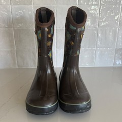 Bogs Classic Watercolor Rain Boots Youth 2 Brown Floral Waterproof Insulated
