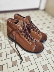 B B Walker Childrens Brown Suede Leather Lace-Up Boots 8.5″ Insole Ankle Vintage