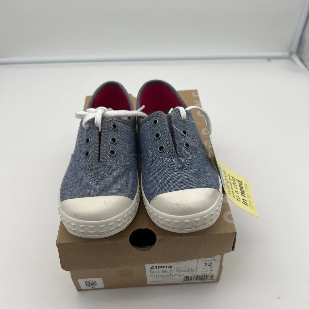 Toms Zuma Blue Multi Speckled Chambray Youth Size Sneakers