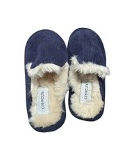 Crewcuts Blue Corduroy Slippers Slip On Size 9 Kids Faux Fur Lined