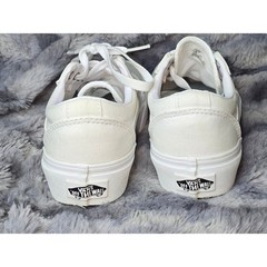 Kids White Vans Ward Pressed Canvas Low Top Sneakers Size 2 big kids
