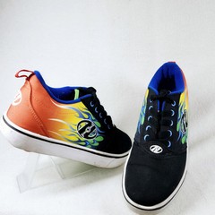 Heelys Pro 20 Flame Print Roller Shoes Black Multicolor Youth Size 7 Sneakers