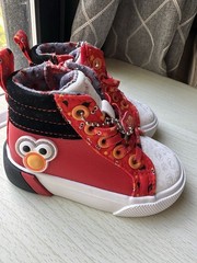 Sesame Workshop Sesame Street Elmo High Top Sneakers Zip Lace Up US 5 Red/White