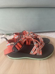 Size 12Y Chaco Kids-Junior Z X/1 Ecotread Sandals Orange/turqoise/gray Strappy