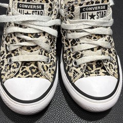Lot of 2 Youth Shoes Converse All Star Chuck Taylor Size 11 & 12 Gray & Leopard