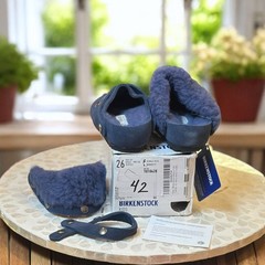 Birkenstock Kaprun Cuff Shearling Slipper Clog Kids EU 26 / US K 8.0 Navy