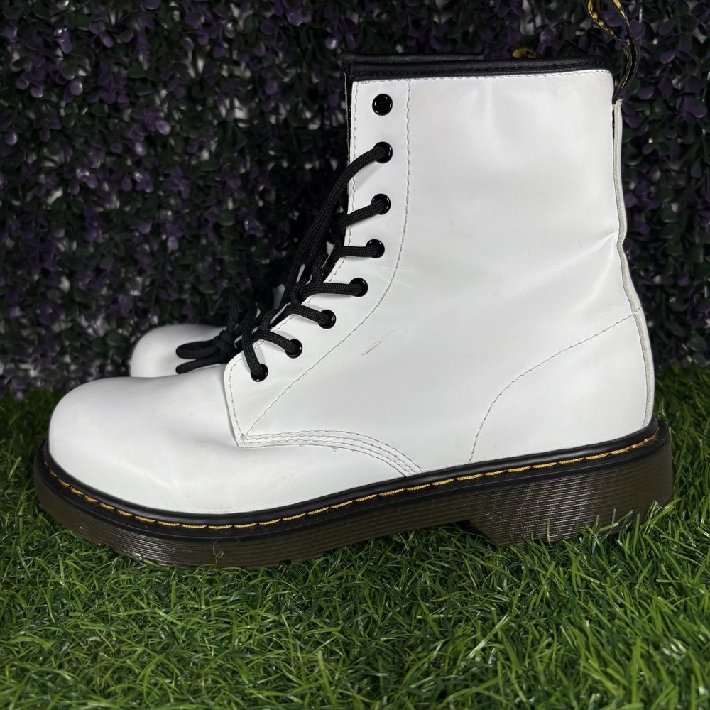 Dr. Martens Junior 1460 Youth Kids Size 6 White Romario Leather Lace Up Boots