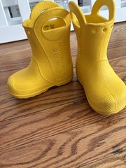 Crocs Handle It Rain Boot Yellow Waterproof Kids Size 6 Lightweight Rubber