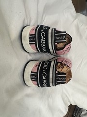 Dolce & Gabbana Exclusive Unisex Kids Pink Graffiti Slip-On Sneakers US 1 EU 32