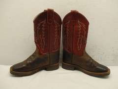 Cody James Brown Leather Pull On Square Toe Western Boots Youth Sz 4 D