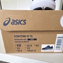 ASICS Contend 9 TS Kids Hook & Loop Sneaker Blue/White US K6 EU 22.5
