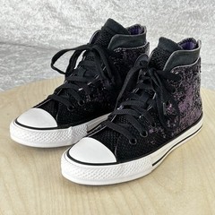 Converse CT All Star Glam Hi-Top – Purple Skull Back Zipper -Junior Size 2
