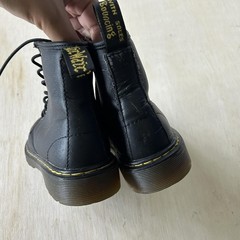 Dr. Martens Boots Youth Size 2 Black Leather Lace Up Side Zip Combat Ankle