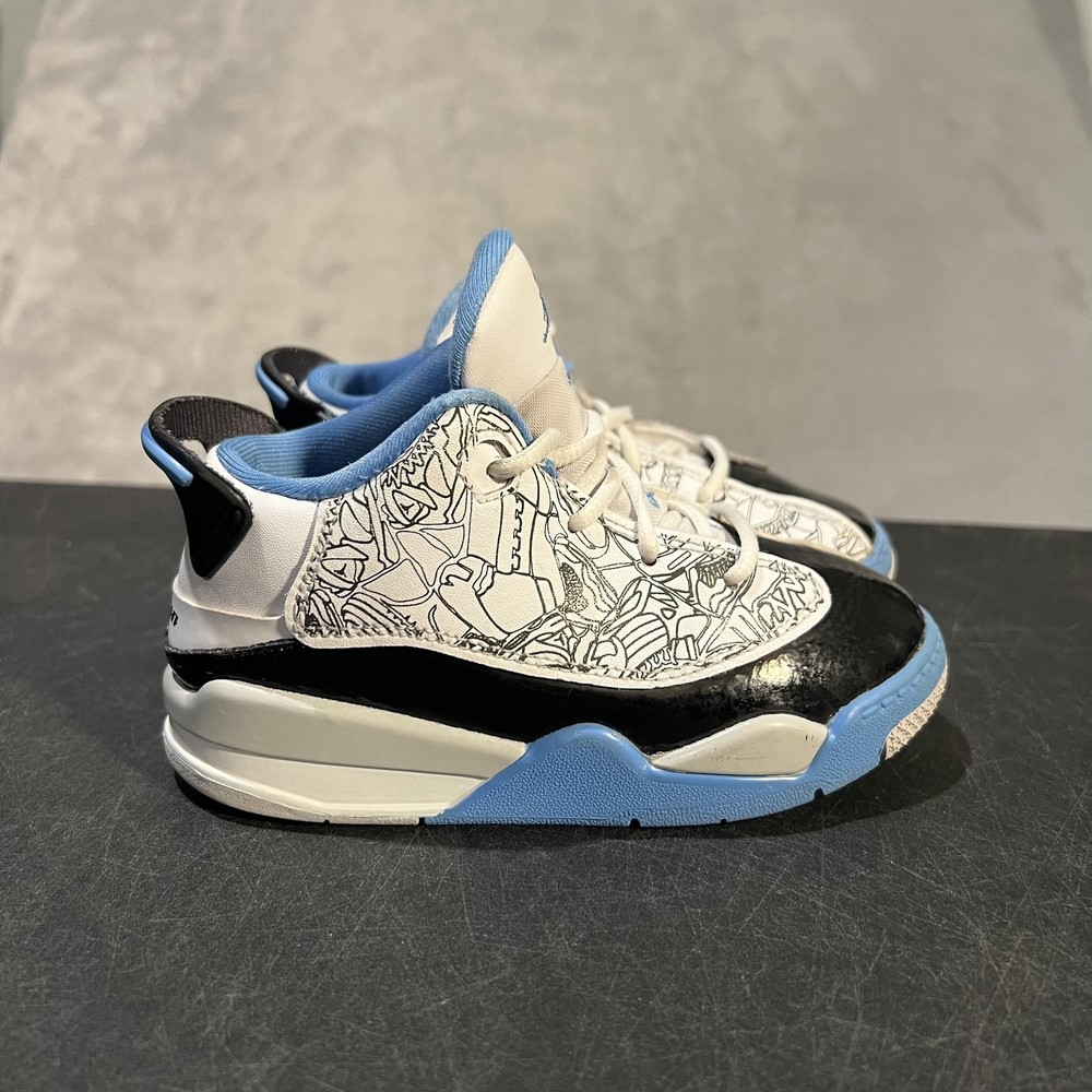 Nike Jordan Dub Zero Shoes Toddler Size 9C White Black UNC Patent DV1358-114