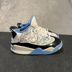 Nike Jordan Dub Zero Shoes Toddler Size 9C White Black UNC Patent DV1358-114