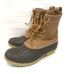 L.L. Bean Duck Boots Waterproof Brown Leather Rubber Lace-Up Unisex Kids 4