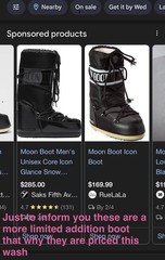 Moon Boot Icon Black Snow Boots High Top Lace-Up Drawstring Unisex size 7