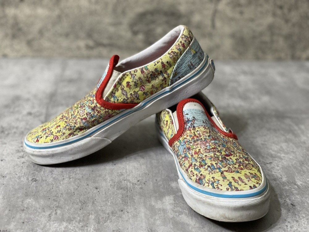 Used Vans Where’s Waldo Classic Slip On Shoes Youth Kids Size 3
