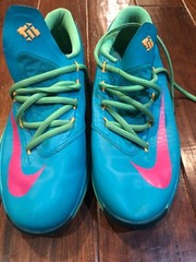 Nike KD Kevin Durant Youth Size 5.5Y Blue Green Basketball Sneakers Used