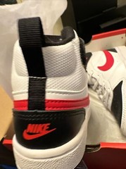 Size 12C- Nike Court Borough Mid 2 White/University Red-Black Kids Youth CUTE
