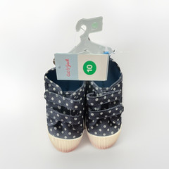Cat & Jack Kids Navy Polka Dot Canvas Sneakers Hook & Loop Non-Slip Size 10