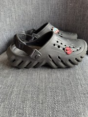 Crocs Echo Clogs Black J6 Croslite Slip On Shoes W Charms Youth Kids Unisex