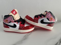 Nike Air Jordan High Top Leather Sneakers Red Black White Pink 9C