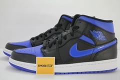 Nike Air Jordan 1 Mid GS Black Hyper Royal Retro Sneakers