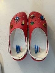 Crocs Classic Clog Mens Red/White US 12 Slip-On Rubber Clog w/ Logo