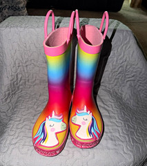 rain boots Unisex Kids US 11 Unicorn Rainbow Pull-On Mid-Calf Rain Boots #kids