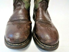 Durango Brown Green Leather 8″ Youth Western Cowboy Boots BT306 Size 3.5