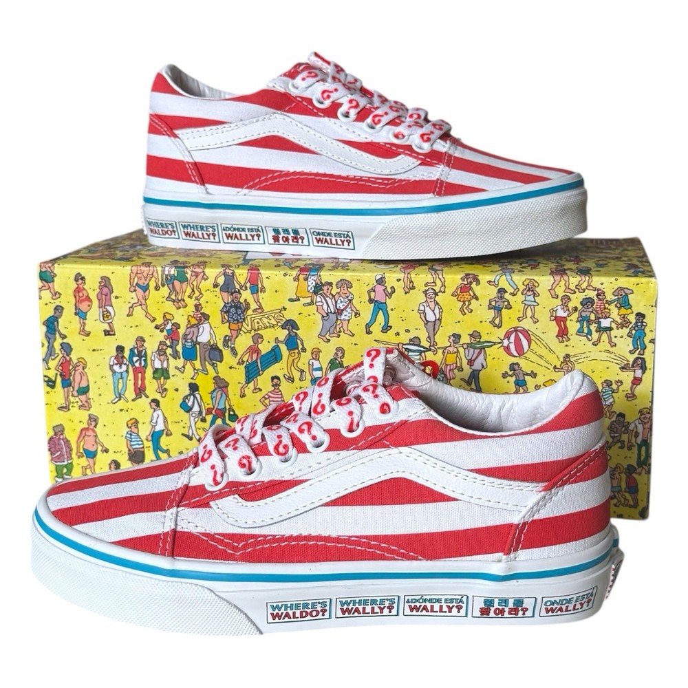 Vans x Where’s Waldo? Striped Old Skool Youth Kids Skate Shoes