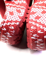 Crocs Classic Clogs Child Size 13 Red Fair Isle Print Mules Holiday Sweater