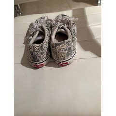 Vans Authentic Off The Wall Logo Print Sneakers Youth 5 Rare Sample Grey Black