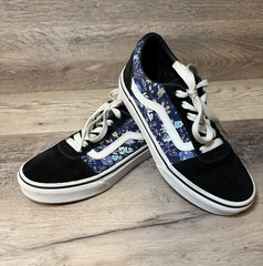 Vans Ward Moody Floral Shoes Purple / Black Skater Missy Kids Size 2 500714
