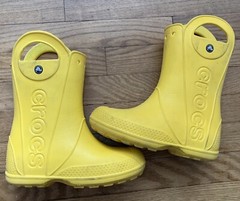 CROCS Child Kids Handle It Rain Boots Size J3 Yellow 12803 Waterproof