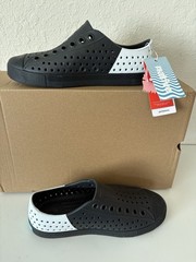 Native Jefferson Jiffy White & Black Print Waterproof Slip-On Shoes Boys 3/5 W