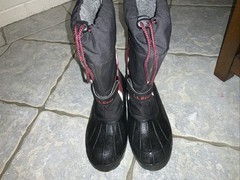 LL Bean Winter Snow Felt Lined Boots Kids Black Red Gray Kids Size 5