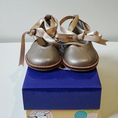 Champagne Baby Size 4 Ballet Ribbon Flats | Vintage Peruvian Lamb Leather