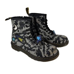 Dr. Martens 1460 J Space Hydro Leather Combat Boots Gray & Black Size 35 /US 3