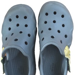Crocs Iconic Comfort Gray Clog Strapped Sandal Kids Size C 10