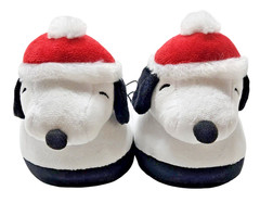 Peanuts Snoopy 3D Christmas Scuff Slippers Toddler 7/8 Plush Santa Slip-Ons New