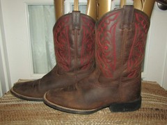 Ariat Youth sz 5 Quickdraw Square Toe Cowboy Style Boots Brown Leather 10004853