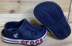 CROCS BAYABAND CLOG Child Size C4 Navy Blue Red White 205100-410
